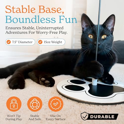 18-Piece Interactive Cat Toys for Indoor Cats -PATENTED Heavy Duty Self-Holding Floor Base & Suction Cup - Durable Feather...