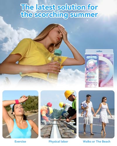 Neck Cooling Tube Wraps Ice Ring Neck Cooler Personal Ice Pack Wrap for Hot Weather Gel Reusable Wearable Gel Cooling for ...
