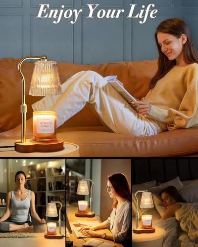 Candle Warmer Lamp, Wax Melt Warmer with 2 Bulbs for Scented Jar Candles, with Timer Dimmer Adjustable Height, Home Decor ...