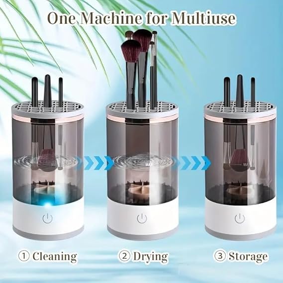 Makeup Brush Cleaner Machine,Automatic Cosmetic Brush Cleaner All Types,Portable Compact Design for Travel Home Use Tool D...