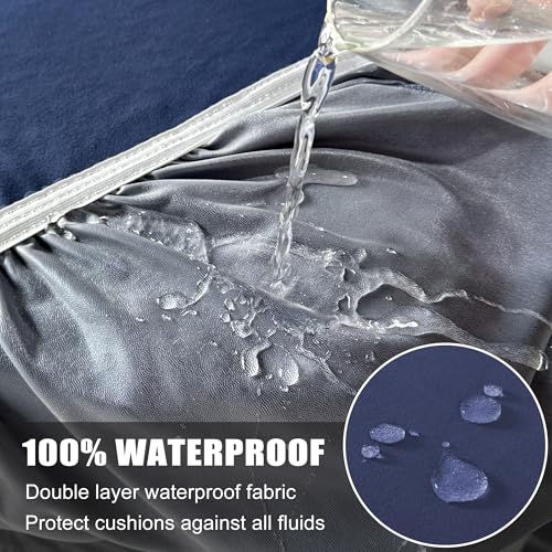 TOPYUMH 100% Waterproof Couch Cushion Covers Chair Seat Cover, Stretch Sofa Cushion Covers for Sectional Sofa, Reversible ...