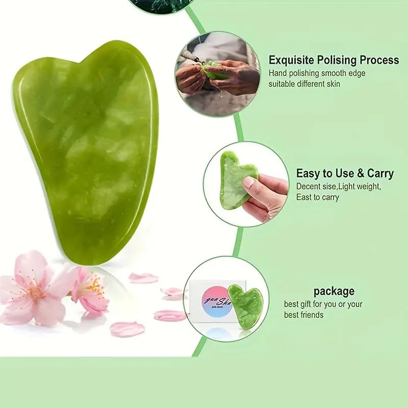 Gua Sha Facial Tool for Self Care, Natural Jade StoneGuasha Tool for Face and Body Care, Beauty Tool GIF
