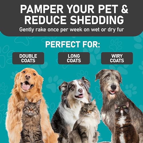 Maxpower Planet Pet Grooming Brush - Double Sided, Extra Wide for Dogs and Cats - Dematting Undercoat Rake, Reduces Sheddi...