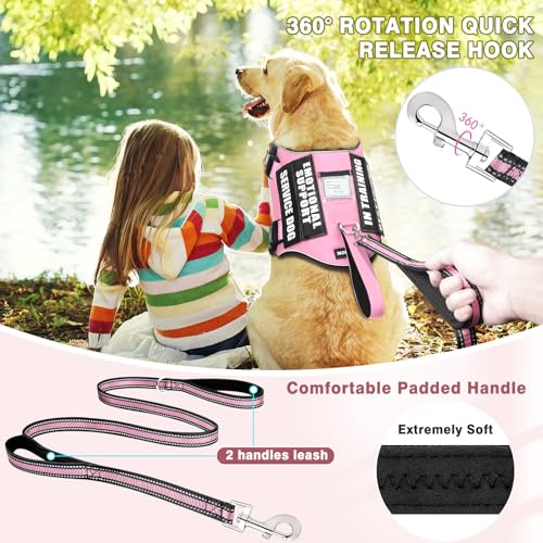 MOOGROU Service Dog Vest Harness and Leash Set+10 Patches,No Pull&Easy Walk Reflective Dog Harness with Soft Padded Handle...