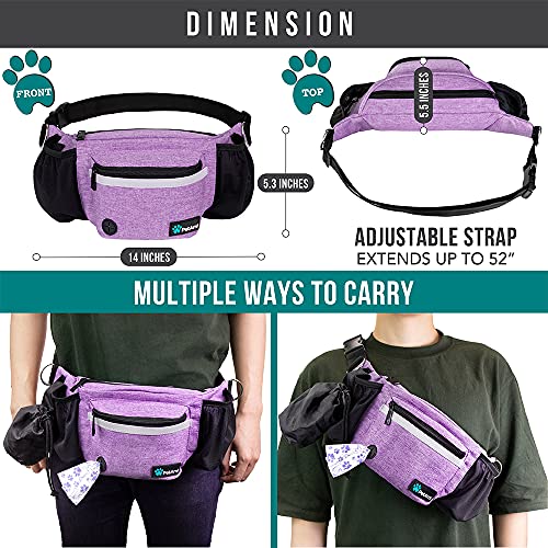 PetAmi Dog Fanny Pack, Treat Pouch for Dog Walking, Training, Built in Poop Bag Dispenser, Water Bottle Holder, Collapsibl...