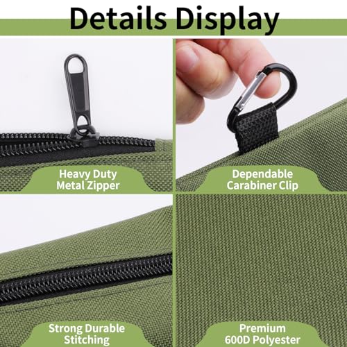 3 Pack Tool Bag Zipper Pouch, Premium Tool Pouch, Utility Multipurpose Storage Organizer Tool Pouches with Carabiner Metal...