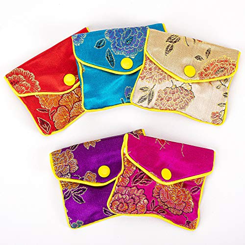 OceeK Travel Jewelry Case,Jewelry Silk Purse Pouch Gift Case, for Women Teen Girl Gifts,Color,15 Pack,Small