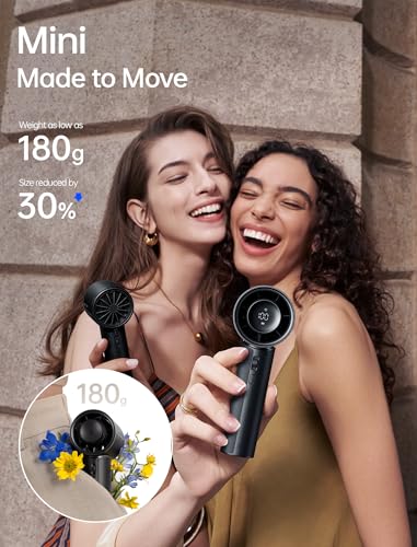 JISULIFE Handheld Fan Pro1 Mini - Refined Utility: Elite PU Leather, 30 Hour Cooling Power, Aroma Pod, 100-Speed Precisio...
