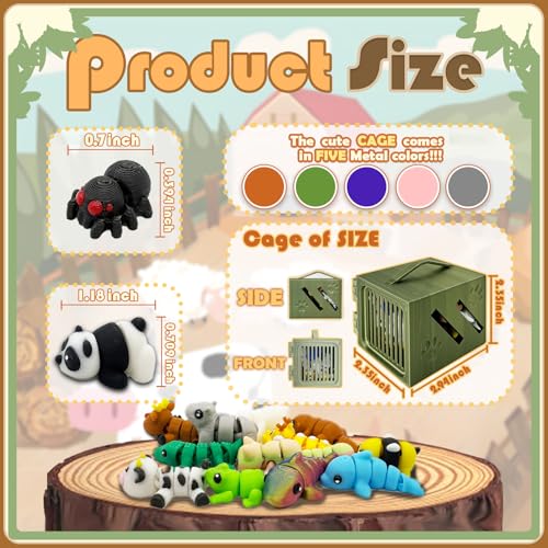 30Pcs Mystery Mini Animals Figures Set, 3D Printed Small Animal Flexible Fidget , 3D Printed Cute Animal Home, Executive D...