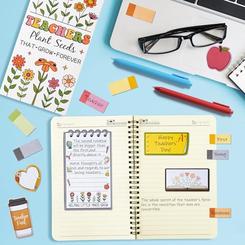 Xqumoi Retro Wildflowers Teachers Sticky Notes Set - Teacher Plant Seeds Self-Stick Note Pads Teacher Appreciation Notepad...