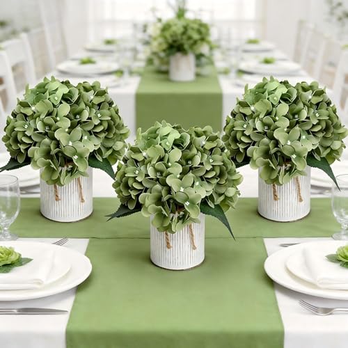 DIYDOFUN Flower Table Centerpieces - Set of 6 Floral Arrangement Artificial Wedding Hydrangeas Floral Arrangement with Rus...