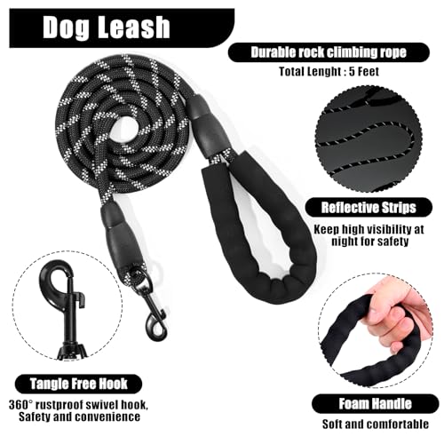 YXFDOYT No Pull Dog Harness Adjustable Collar & Leash Set - Dog Halter Harnesses Collapsible Bowls & Poop Bag Dispenser Mu...