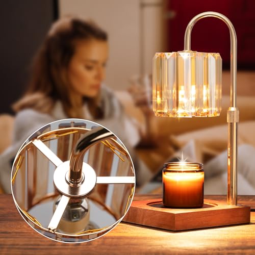 Yuichoy Candle Warmer Lamp with Timer, Dimmable Electric Candles Wamer Adjustable Height, Gifts for Women Mom, Glass Moder...