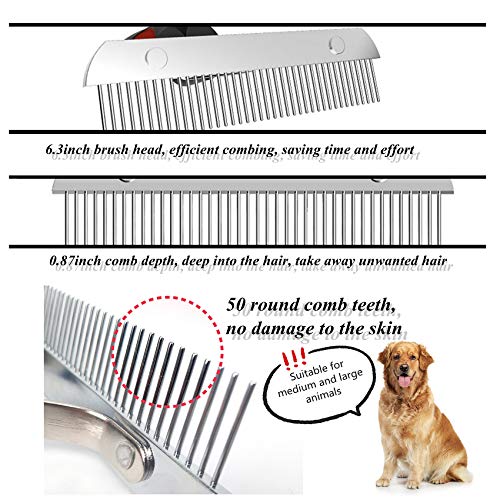 Dog Brushes for Grooming Large Dogs, Undercoat Dog Rake Long Hair Pet Comb Pet Grooming Brush with Anti-Slip Handle, Steel...