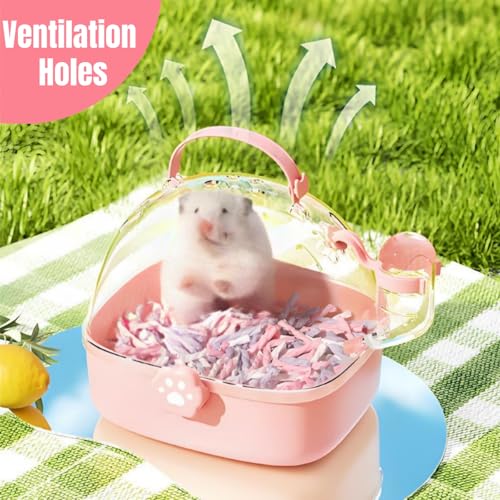 Acshio Hamster Carrier Cage, Portable Small Animal Carrier Cage with Water Bottle, Guinea Pig Outgoing Cage Hamster Travel...