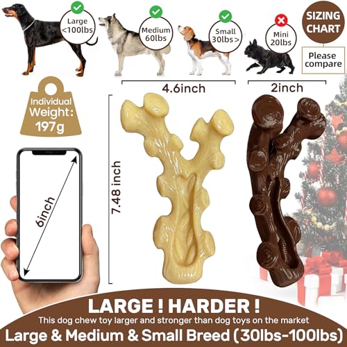 SIHRMIU 2 Pack Dog Chew Toys for Aggressive Chewers,Boredom and Stimulating Best Dog Toys for Medium/Large Breed,Tough Alm...