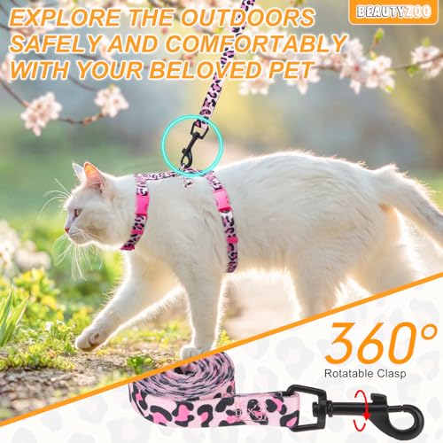 BEAUTYZOO Cat Harness and Leash Set Escape Proof for Walking, Kitten Soft Adjustable Vest Harnesses for Small Medium Large...