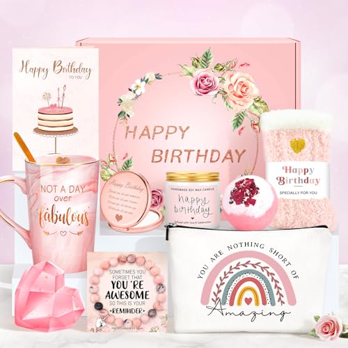 Birthday Gifts for Women Happy Birthday Gift Baskets for Women Unique Not A Day Over Fabulous Mug Gift ideas Pink Gifts Bo...