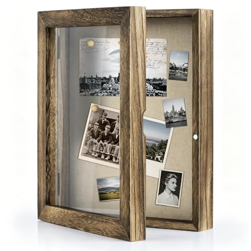 Love-KANKEI Shadow Box Frame 8x10 Shadow Box Display Case with Linen Back Memorabilia Awards Medals Photos Memory Box Gift...