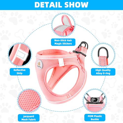 Hipubby Dog Harness and Leash Set, No Pull Soft Mesh Puppy Harness for Small Medium Dogs, Cats - Step in Reflective Breath...