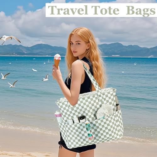 LEDAOU Large Beach Bag Women Waterproof Sandproof Zipper Beach Tote Pool Bag for Swim Gym Grocery Travel with Wet Pocket |...