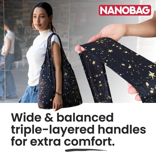 Nanobag Ultralight Foldable Tote for Women & Men, Reusable Grocery & Travel Bag, Packable Collapsible Compact Market Essen...