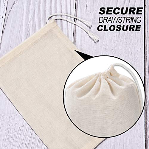 Tatuo 50 Pieces 4 x 6 Inches Muslin Cotton Drawstring Bags Canvas Linen Sachet Bag Reusable Empty Gift Pouch for Party Hom...