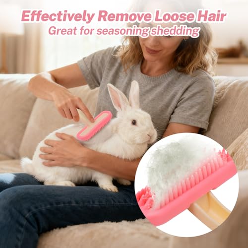 CLLGrocery Bunny Brush, Soft Silicone Small Animal Brush, Short Hair Dog Brush - Removes Loose Fur, Detangles & Massages f...