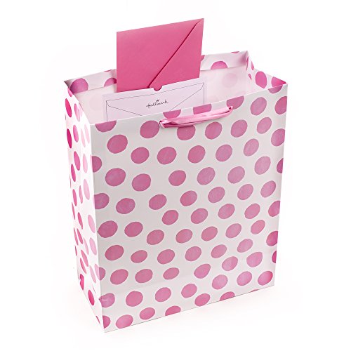 Hallmark 15" Extra Large Gift Bag with Tissue Paper (Pink Polka Dots and Bow) for Birthdays, Easter, Baby Showers, Bridal ...