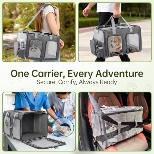 TOYSBOOM Cat Carrier for 2 Cats - Double Pet Carrier Extra Large, Dual Cabin Multi Cat Travel Carrier with Removable Divid...
