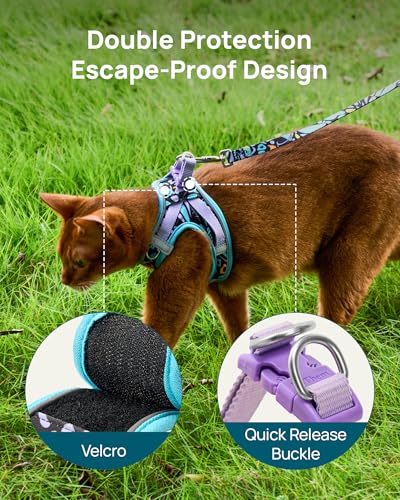 PetThem Upgraded Cat Harness and Leash Set - Step-in Escape Proof Adjustable Cat Harness, Comfortable Soft Lightweight, Re...