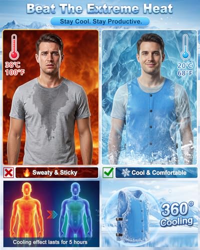 PANGTIKU Cooling Ice Vest for Men Women - Adjustable Evaporative Cool Vest for Gardening Cycling Hiking Construction Work