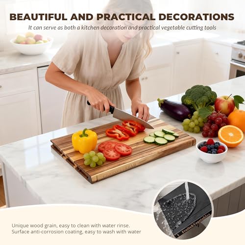 Book Cutting Board Set with Stand, Book Cutting Boards Wooden Charcuterie & Cheese Board, Aesthetic Kitchen Decor for Book...