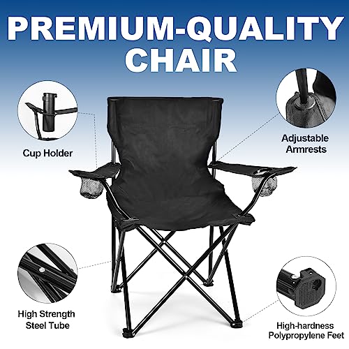 WEIDIORME 2 Pack Lightweight Camping Chairs for Adults & Teens, 250LBS Capacity Foldable Portable Chairs with Carry Bag, C...