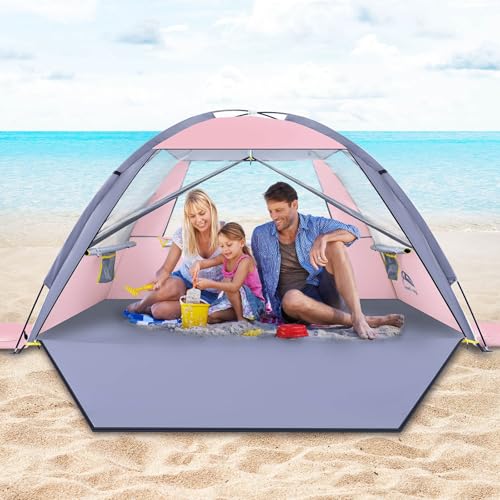 Happy Travel Beach Tent Sun Shelter for 3/4/5/6/7/8 Person, Portable UPF 50+ UV Protection Beach Shade Canopy for Family &...