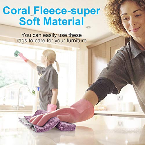 OstWony 12PCS Kitchen Towels Dish Towels, Multipurpose Reusable Dish Cloths, Double-Sided Microfiber Cleaning Rags for Fur...