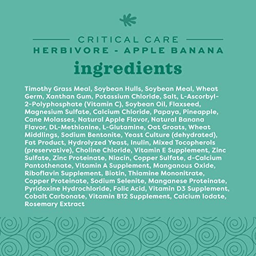 Oxbow Critical Care Herbivore, Emergency Rabbit & Guinea Pig Food, Natural Apple Banana Flavor, Critical Care Herbivore, A...
