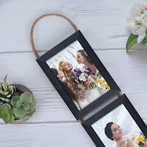 Lavezee 4x6 Collage Picture Frames for Wall Mount Set of 2, 8 Opening Vertical Frame Made to Display 4 by 6 Inch Photo for...