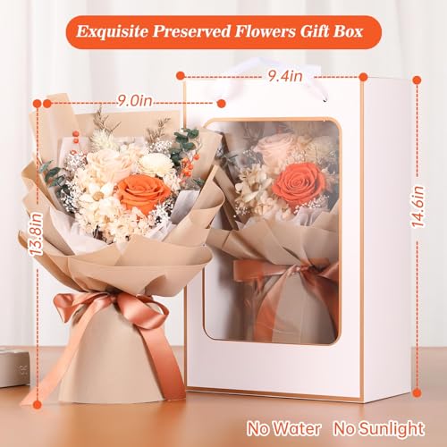 Jtoder Forever Flowers for Delivery, Preserved Flower Bouquets, Long Lasting Pink Roses, Gifts Bouquet for Mother Wife Gir...