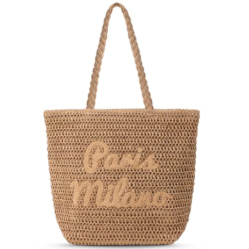 Beach Bags for Women - Large Straw Bag Woven Beach Tote, Summer Handmade Shoulder Handbag