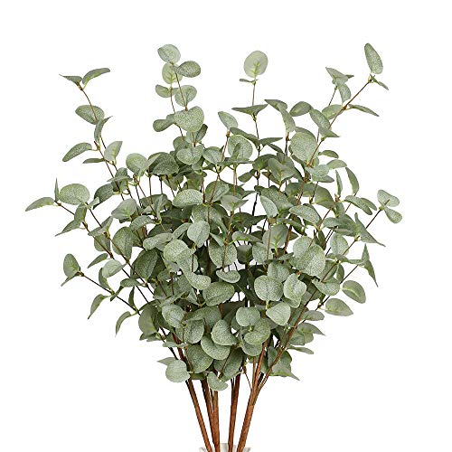 VGIA 6 Pcs 27" Eucalyptus Stems Greenery Stems Eucalyptus Leaf Spray in Green Silk Plastic Plants Floral Artificial Plants...