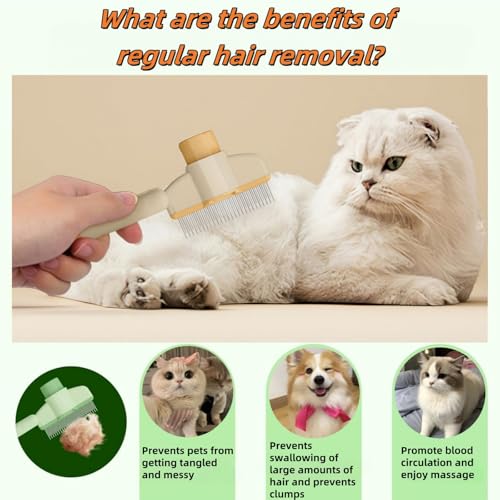 WGICPBZ Zen Brush for Cats & Dogs, Avatore Zenbrush Pet Comb, Self-Cleaning Grooming Brush, Stainless Steel Teeth for Shed...