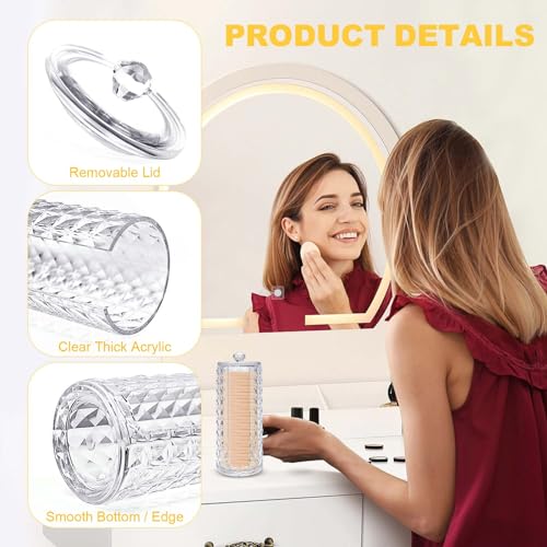 Obsoorth 33.8oz Clear Cosmetic Cotton Pads Rounds Holder Easy Accessing Acrylic Makeup Removers Pad Organizer Dispenser wi...