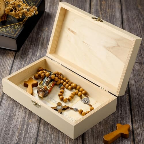 CroBlissful First Communion Wooden Box Keepsake Baptism Memory Box Gift 8.6 x 5.1 x 2.4 Inches First Holy Communion Jewelr...