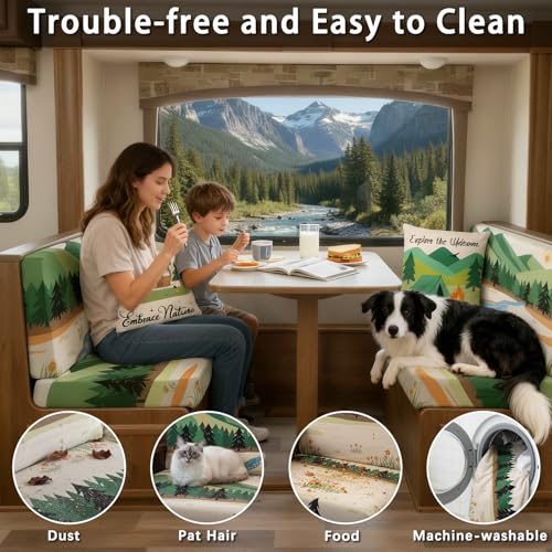 Breling 2 Set Rv Dinette Cushion Covers Stretch Washable Camper Dinette Cushion slipcovers, Rv & Camper Essentials, Lovese...