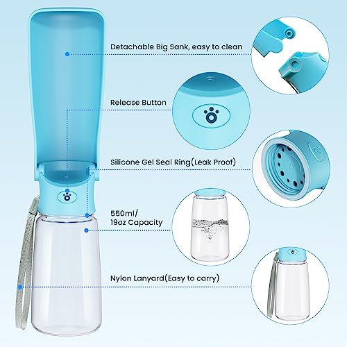 FORWH Portable Dog Water Bottle Dispenser [Leak Proof & Foldable] Dog Travel Water Bottle Bowl Accessories for Puppy Small...