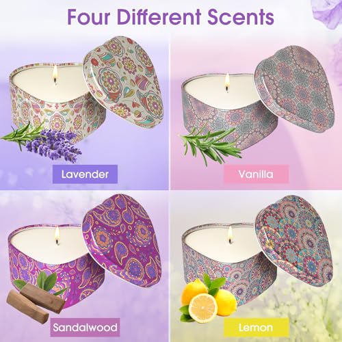 WarmEmbrace Scented Candles, 4 Pack Candles for Women, Candle Set 4 Different Scents, Natural Ingredients Soy Candle for H...