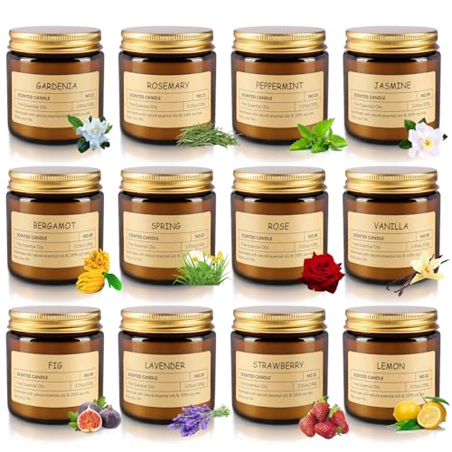 12Pack Scented Candle Set - Aromatherapy Candle Gift Set – Long Lasting Jar Candles for Men| Women, Ideal for Birthdays, M...