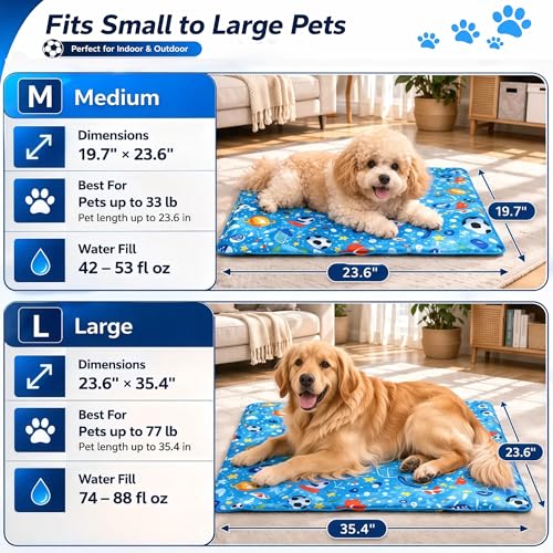 Yomvwavo Dog Cooling Mat, Water-Activated Gel Ice Pad for Dogs&Cats, No Electricity Self-Cooling Mat, Waterproof Wipe-Clea...