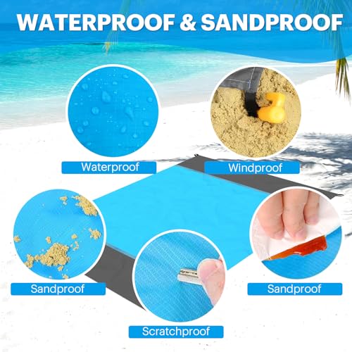 EASYFUN Beach Blanket Sandproof Oversized, 79''×83'' Extra Large Beach Mat, Portable Picnic Mat for Travel Camping Hiking,...
